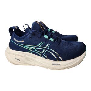 ASICS Gel Nimbus 26 Womens 10 Wide Blue Expanse Aurora Green Running Shoes